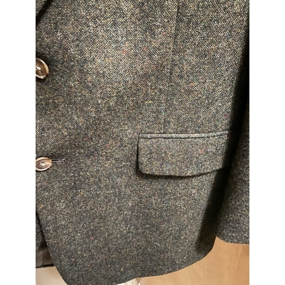 Austin Reed Blazer Mens 44L Tweed Suede Elbow Patches Pure Virgin Wool Gray/Brwn - Picture 6 of 15